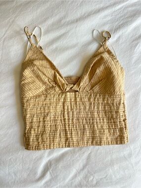 Zara Striped Cropped Cami in Light Mustard